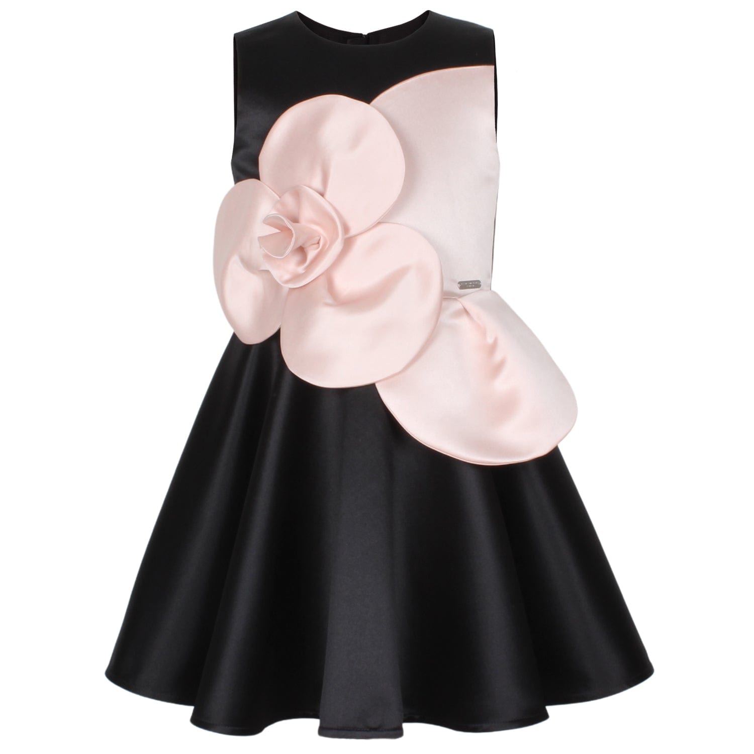 From Bud To Bloom Dress Black & Pink Satin