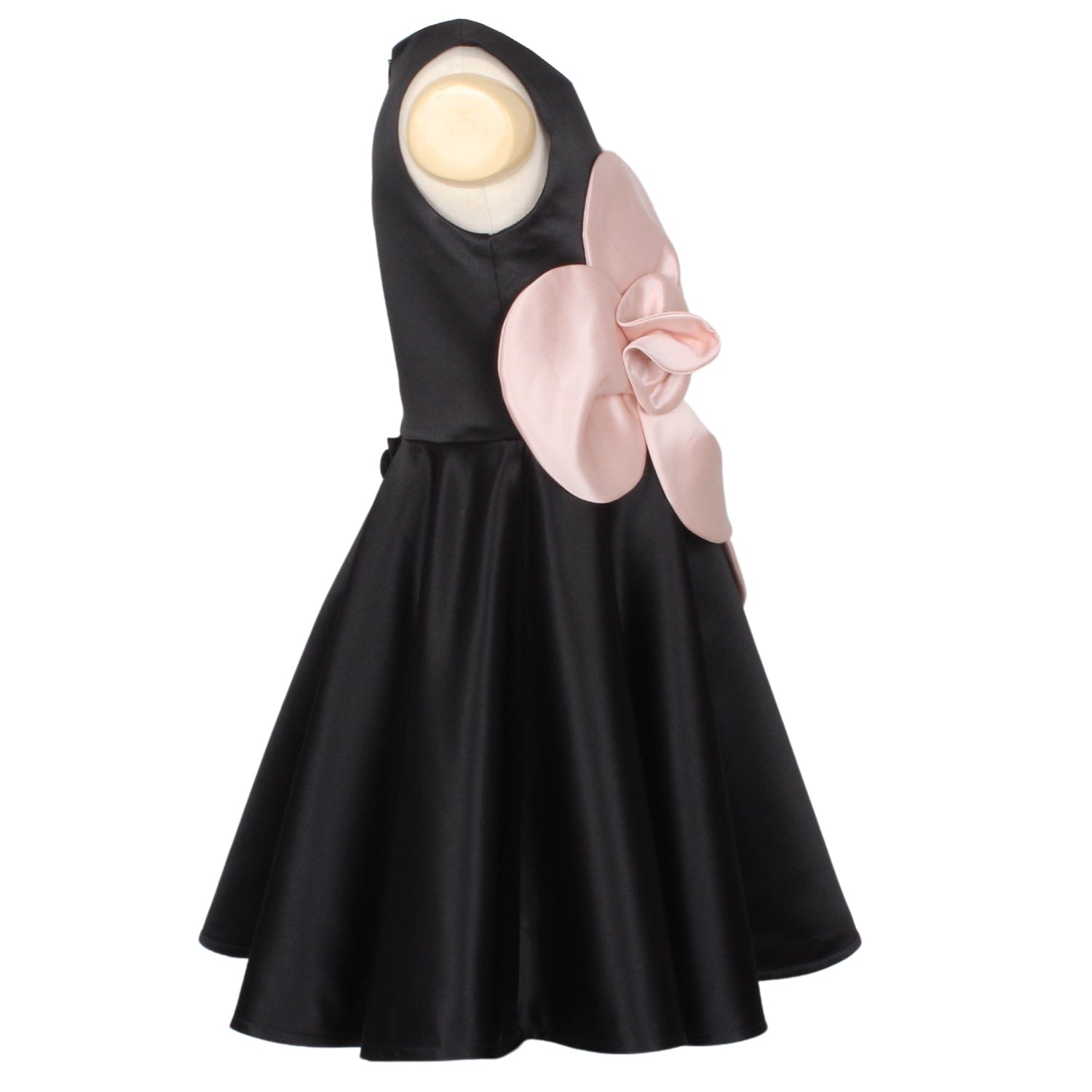 From Bud To Bloom Dress Black & Pink Satin