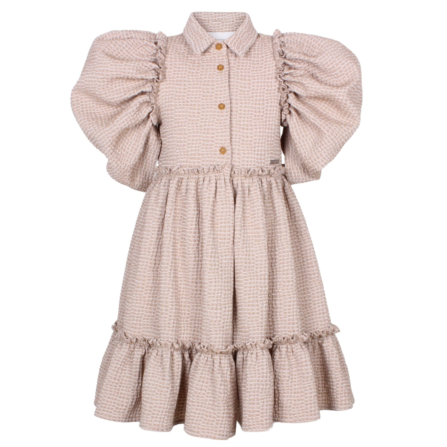 Misty Morning Shirt Dress Beige Crinkle 6YRS SAMPLE