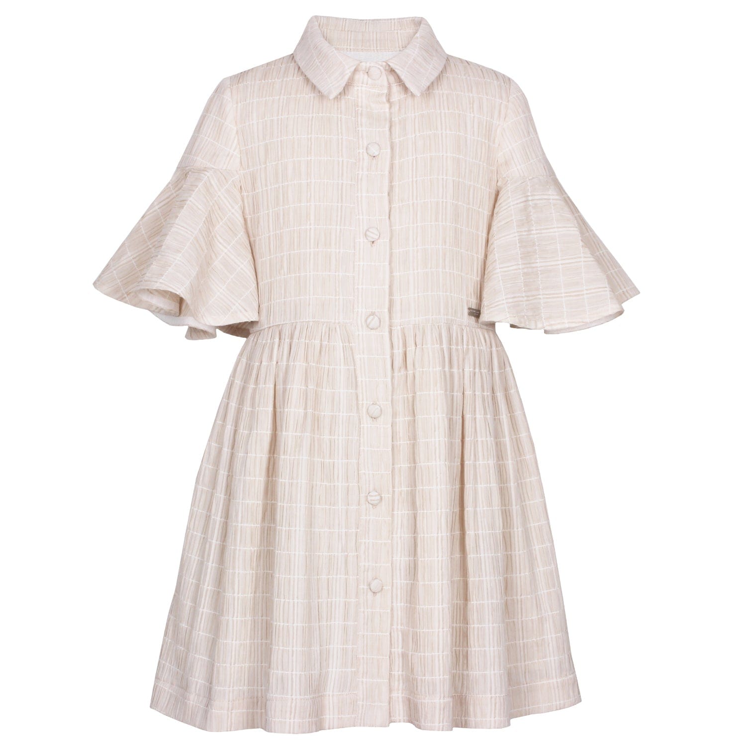 Little Sister Dress Beige Crinkle 6YRS SAMPLE