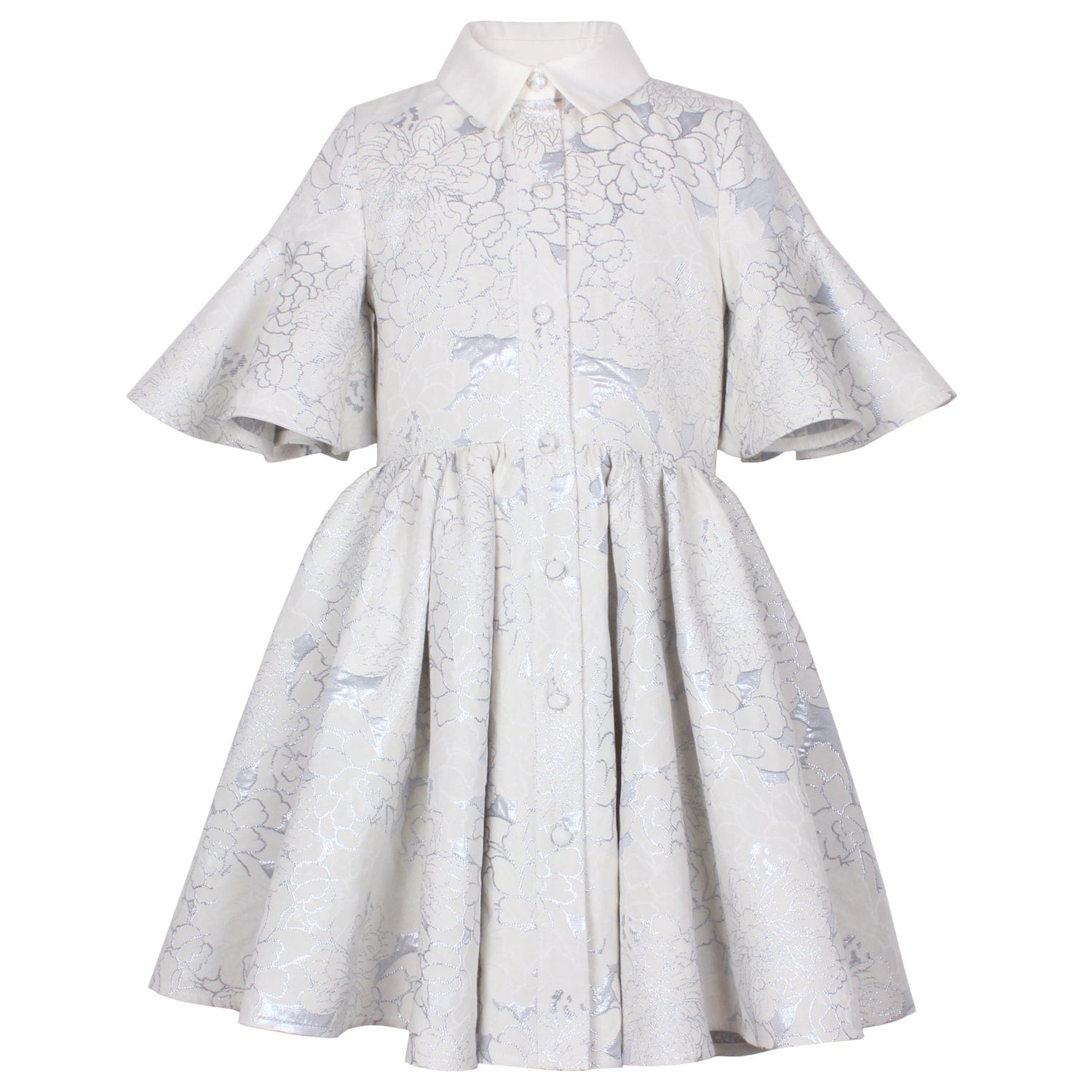 Little Sister Dress Blue Clouds Jacquard