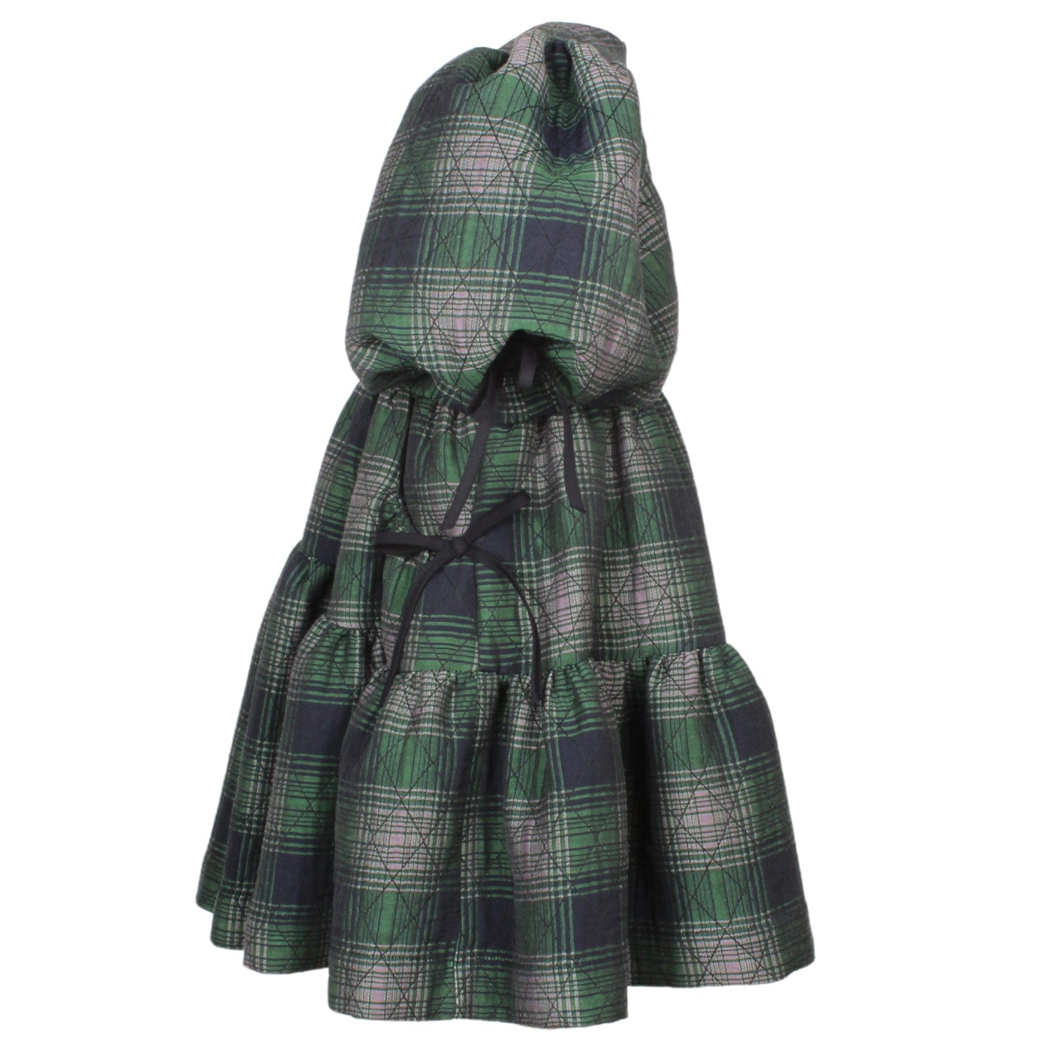 Balloon Dress Green Quilted Check