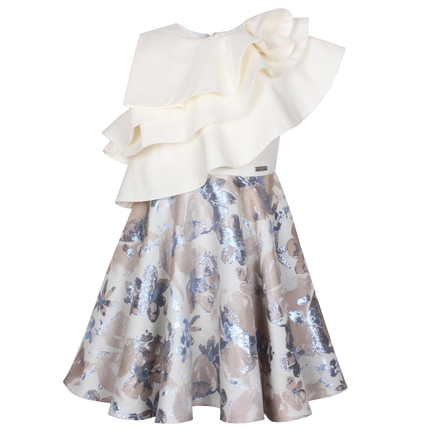 Blustery Dress Blue Lurex Flower