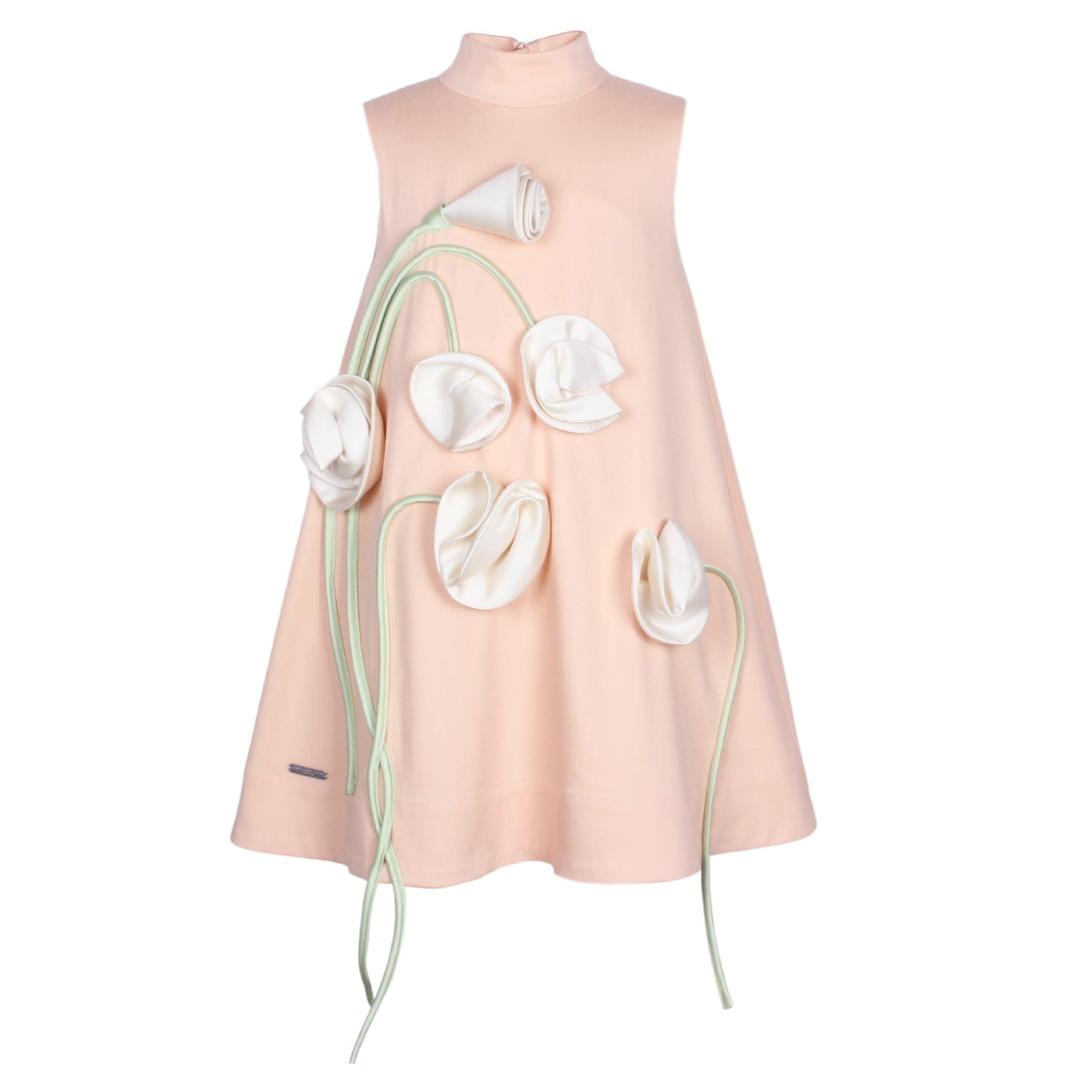 Flora Dress Peach & Creme Satin