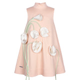 Flora Dress Peach & Creme Satin