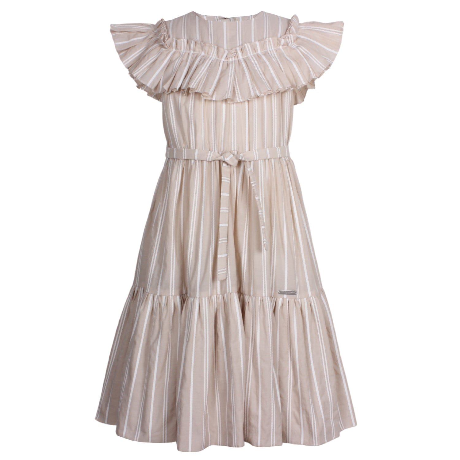 Head Spin Dress Beige Stripe 6YRS SAMPLE