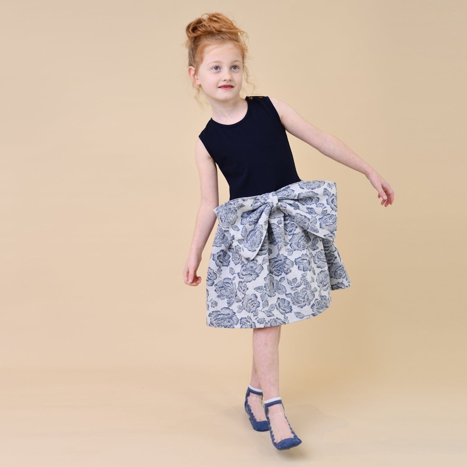 Katlyn Dress Blue Rose Jacquard