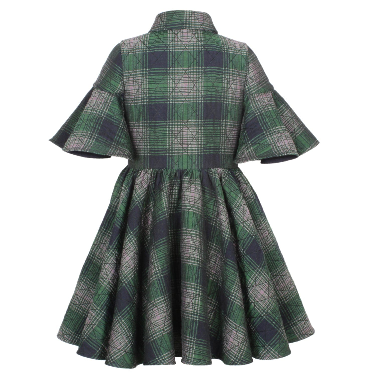 Little Sister Dress Green Quilted Check