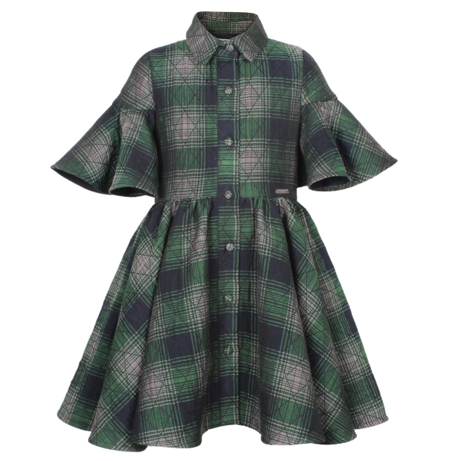 Little Sister Dress Green Quilted Check