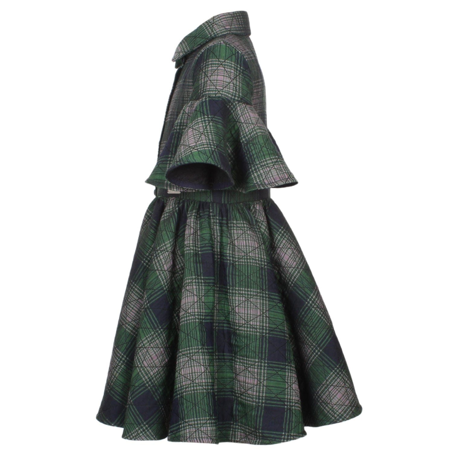 Little Sister Dress Green Quilted Check