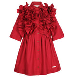 Ripple Dress With Sleeves Royal Red