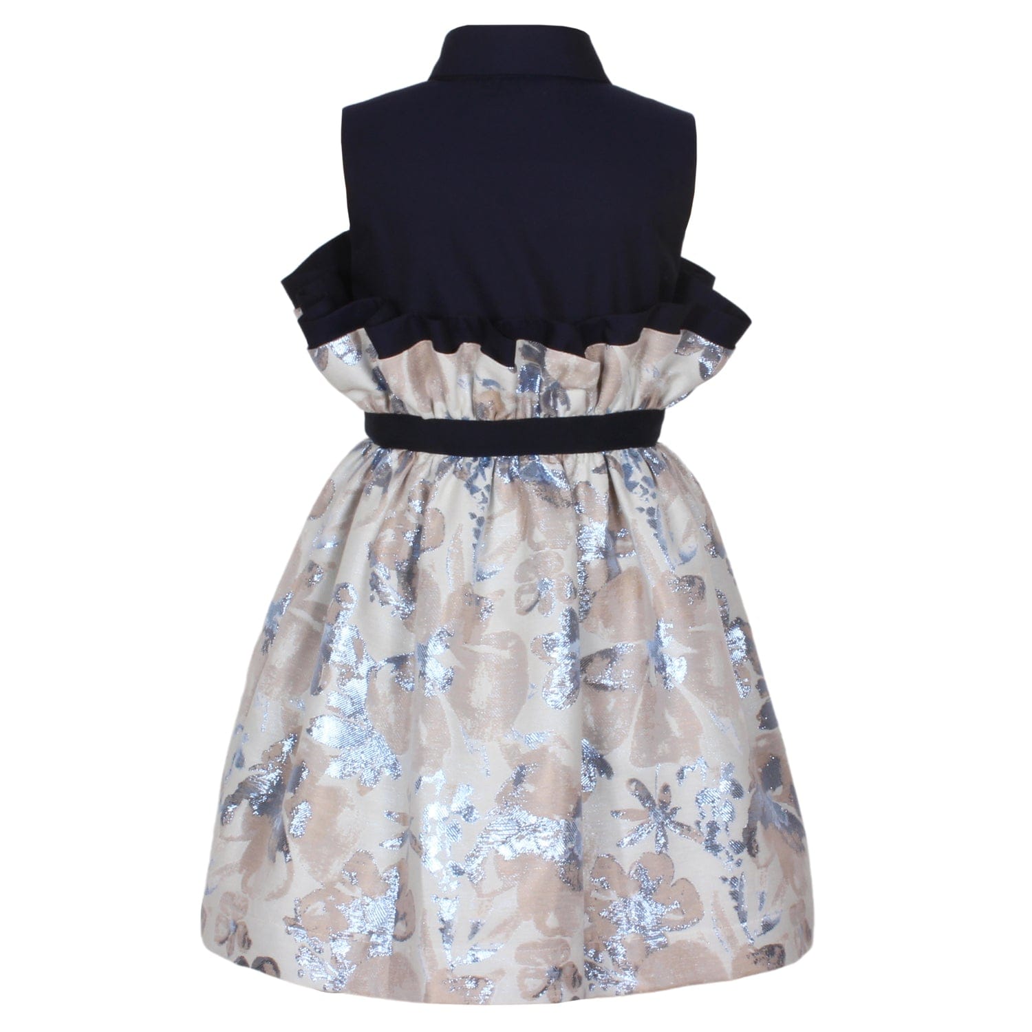 Romana Dress Blue Lurex Flower