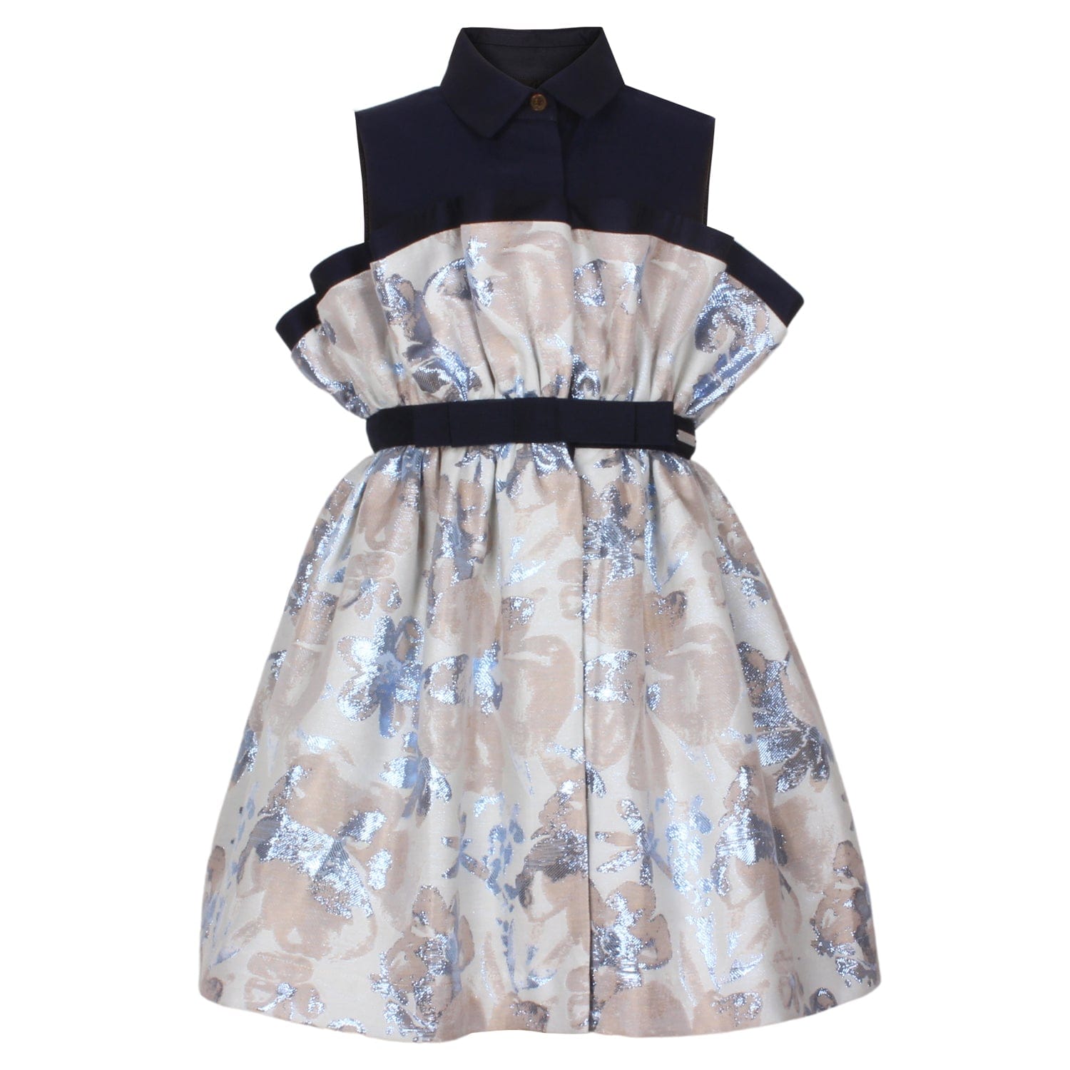 Romana Dress Blue Lurex Flower