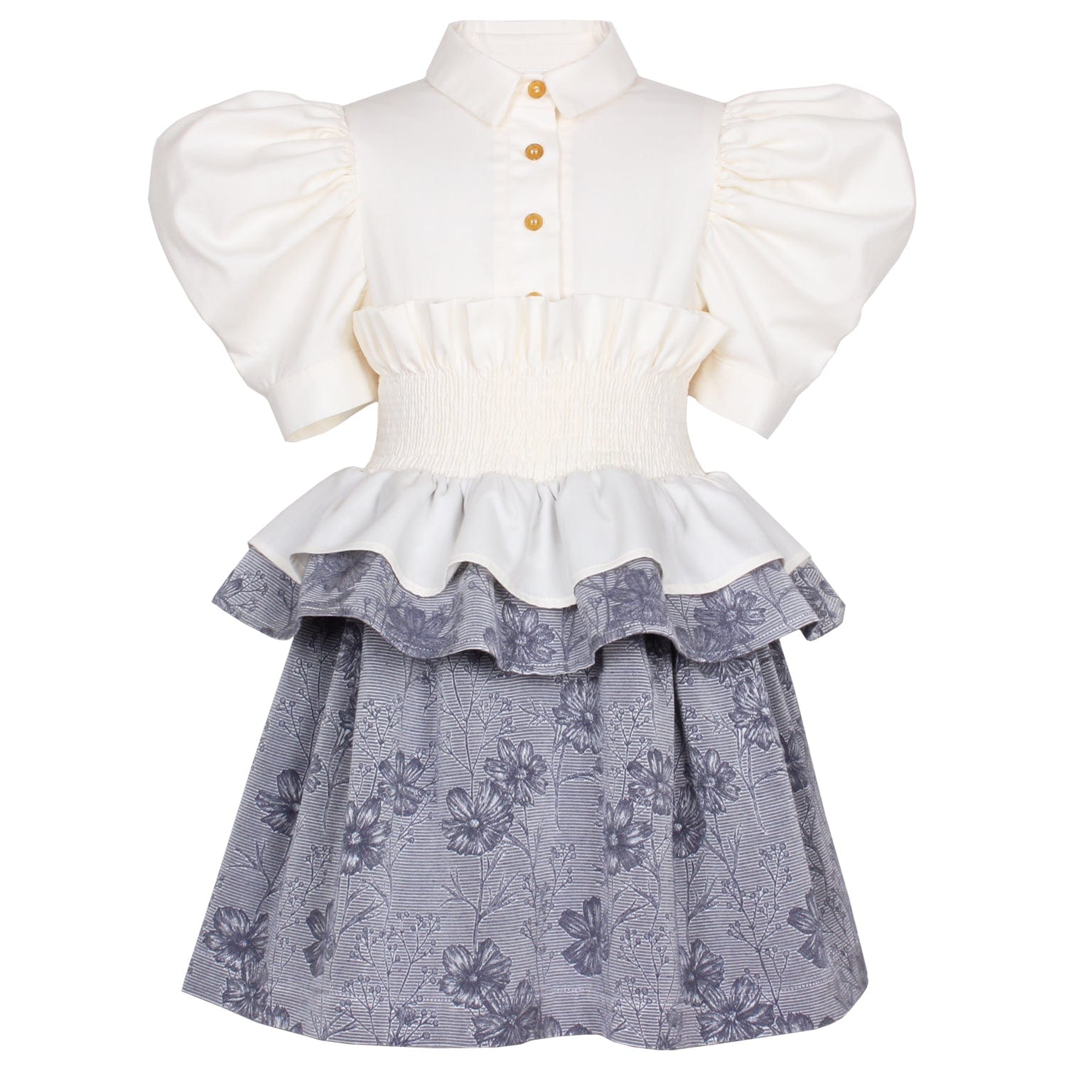 Carolina Dress Grey Flower