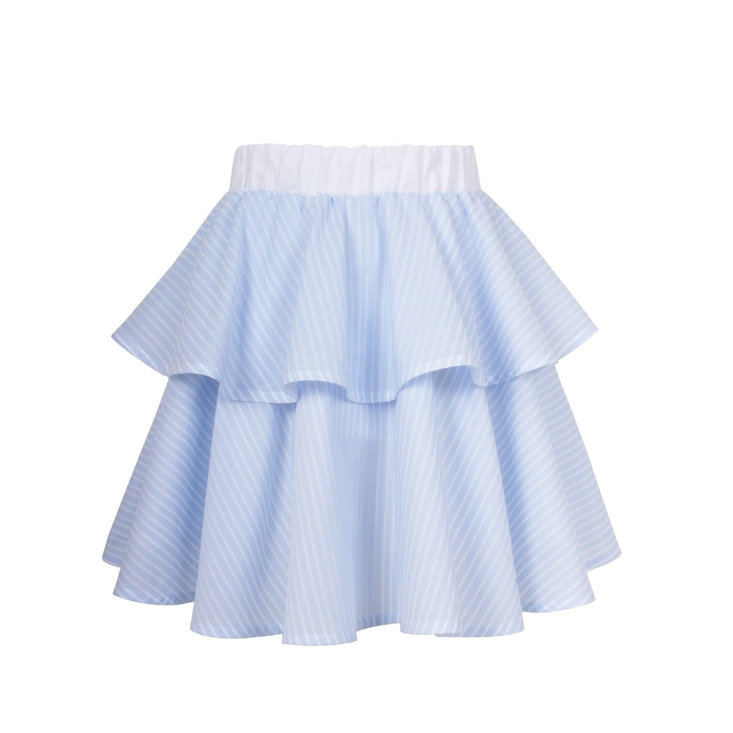 Layered Circle Skirt Blue Lace Stripe